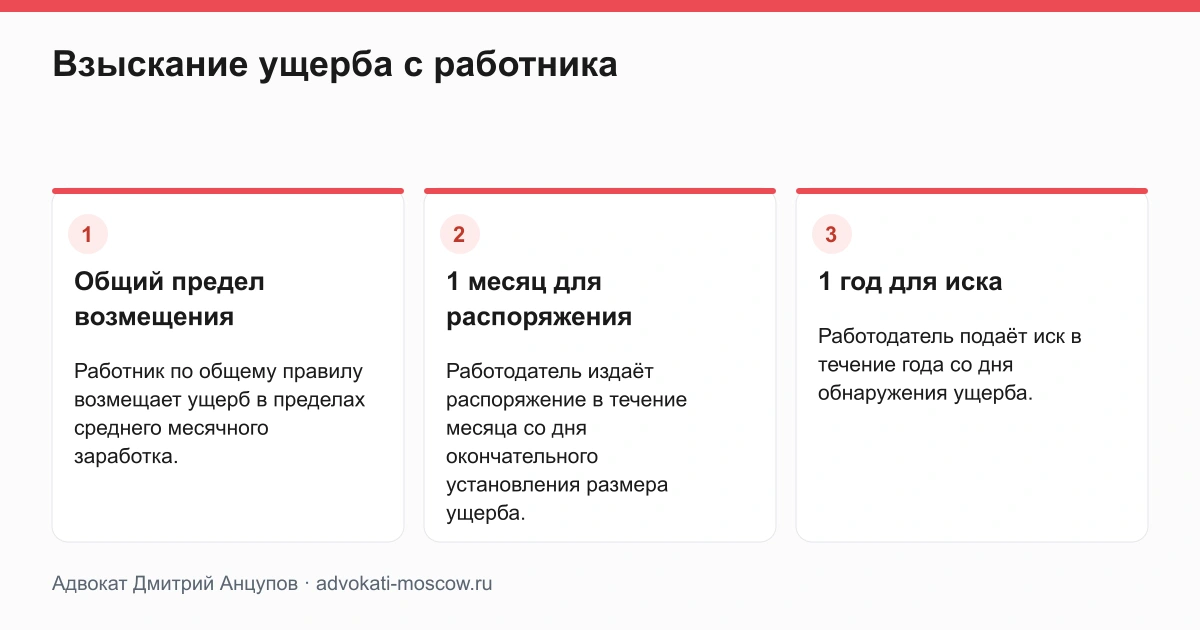 Проверка недостачи, материальная ответственность работника и порядок взыскания ущерба
